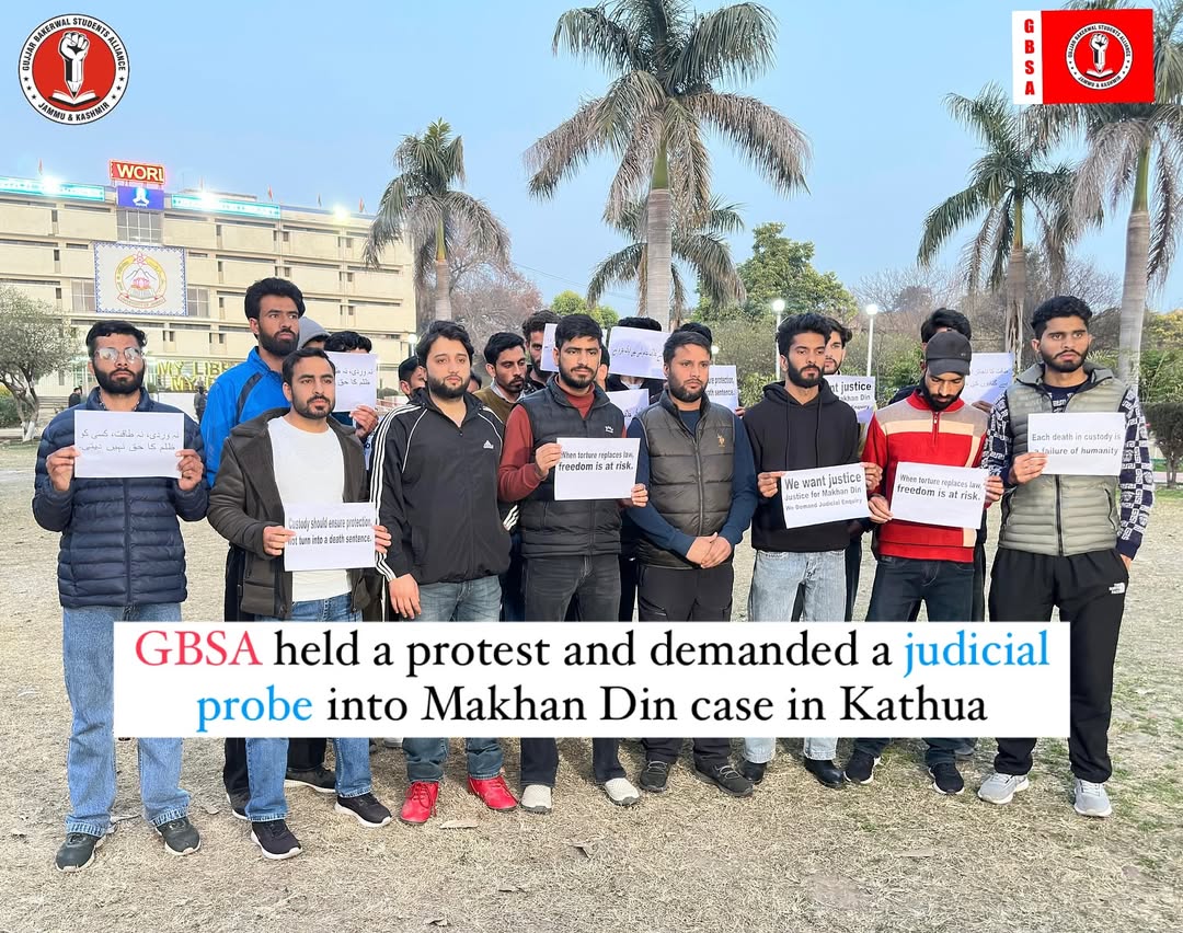 GBSA held a protest and demanded a judicial probe into the Makhan Din case in Kathua.</p>
        